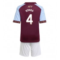 Stroje piłkarskie Aston Villa Ezri Konsa #4 Koszulka Podstawowej dla dzieci 2025-26 Krótki Rękaw (+ szorty)